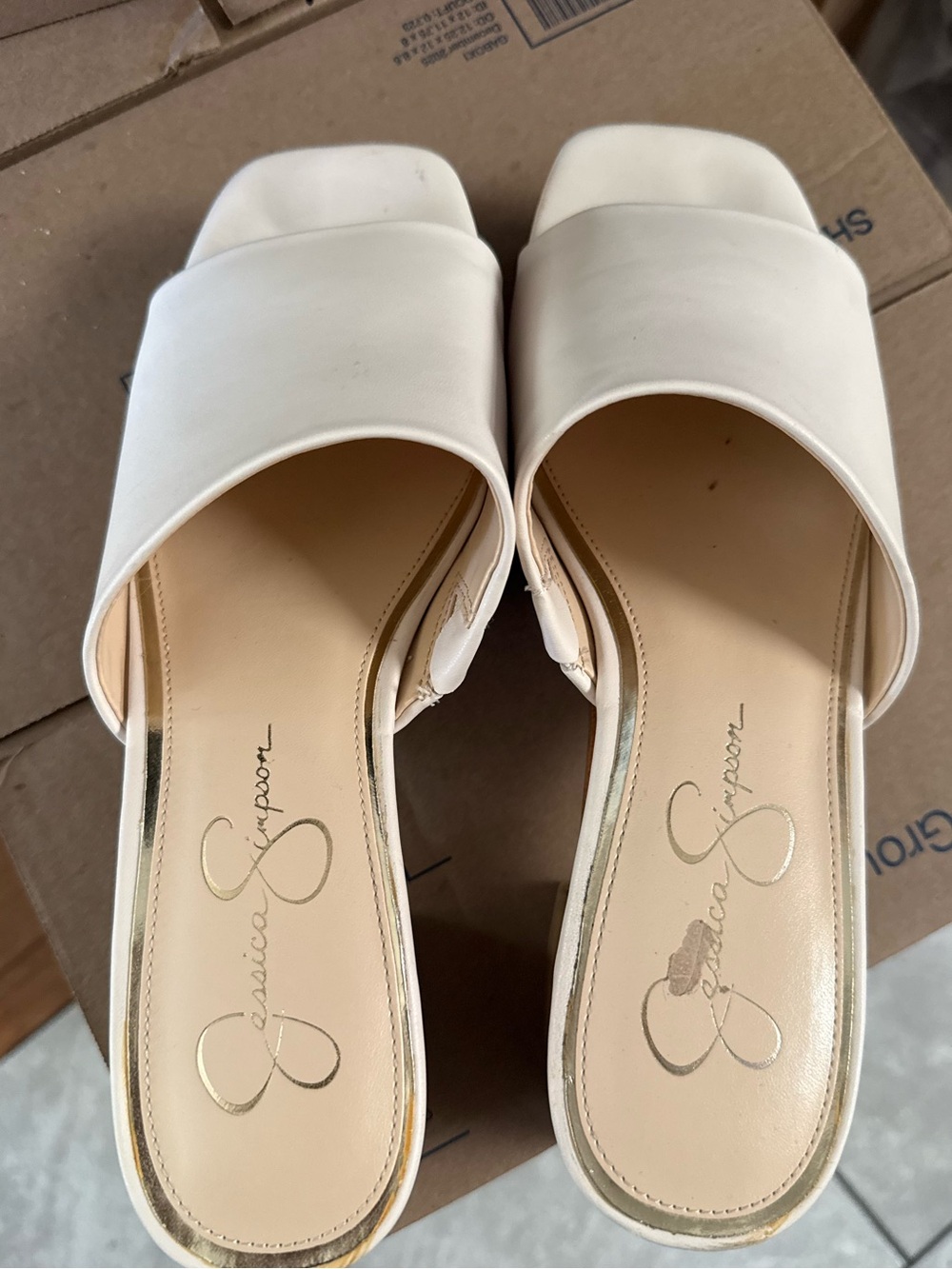 Jessica Simpson Off-White Slide Mules